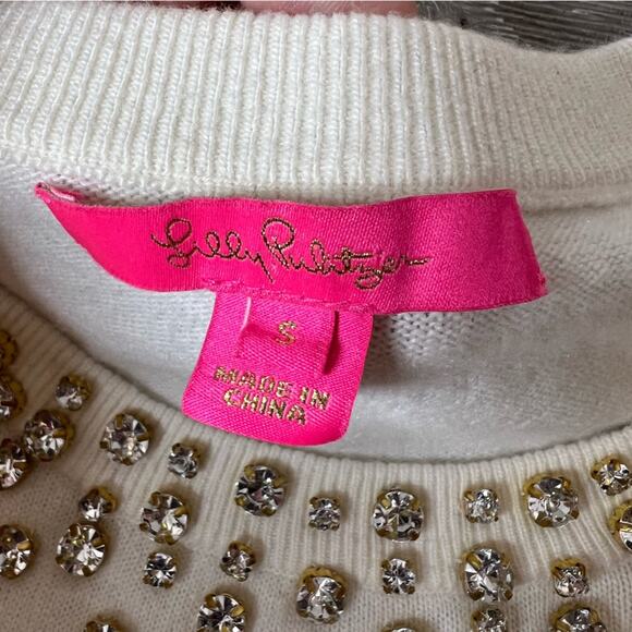 Lilly Pulitzer odetta rhinestone neck collar sweater sz S - Picture 5 of 7